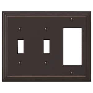Tiered 3 Gang 2-Toggle and 1-Rocker Metal Wall Plate - Aged Bronze