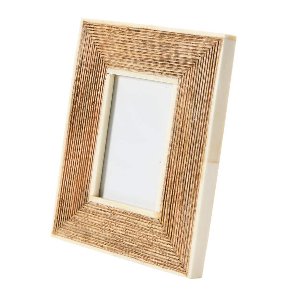 Classic White Mango Wood Photo Frame with Bone Border