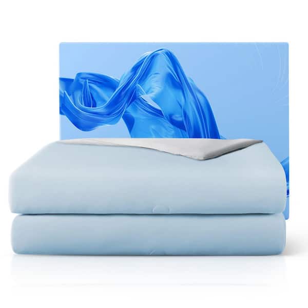 Cooling Blanket for Hot Sleepers King Ice Blue Knitted Nylon Instant Moisture Wicking Soft Lightweight Blanket