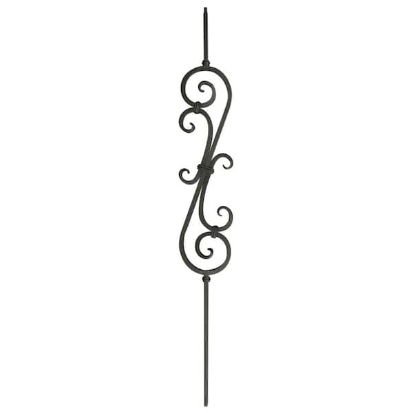 arteferro 44 in. x 5-3/4 in. 22 in. Double S-Scroll Midnight Bronze Powder Coated Wrought Iron Metal Stair Baluster