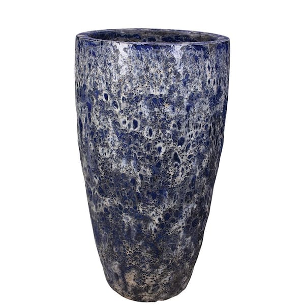Unbranded 16 in x 27.5 in. Ceramic Calypso Vase Blue Lava Decorative Planter