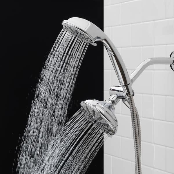 6-Spray 5 in. Dual Wall Mount Fixed and Handheld Shower Head 1.8 GPM in Chrome