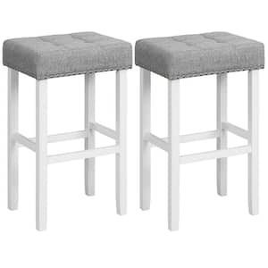 29 in. Gray Height Chairs Rubber Wood Bar Stool with Tufted Upholstered 2 Set of Included