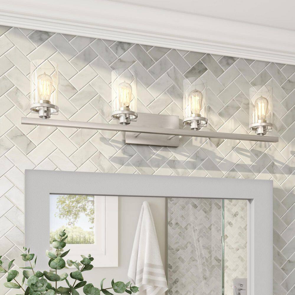 Jedrek 33.75" Brushed Nickel Industrial Outdoor Cylinder Light