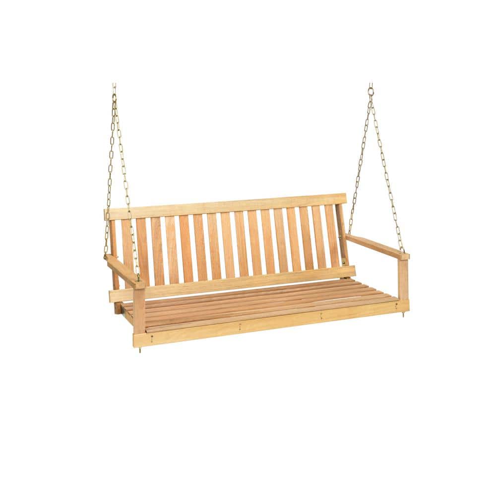 JACK-POST Outdoor 4 ft. Natural Hardwood Porch Swing with Chains H