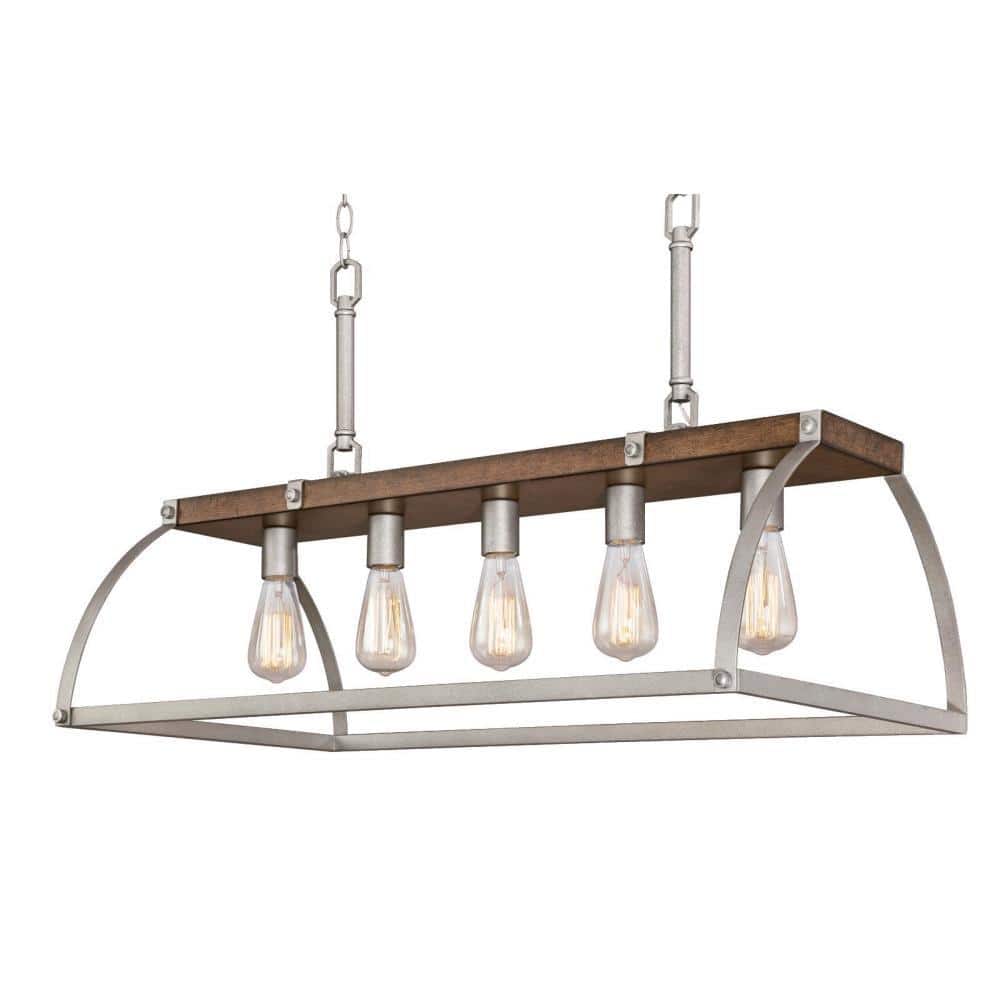 Rustic Barnwood & Galvanized Steel Cage Chandelier