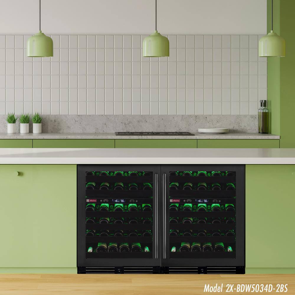 100-Bottle Black Stainless Steel Dual Zone Wine Refrigerator