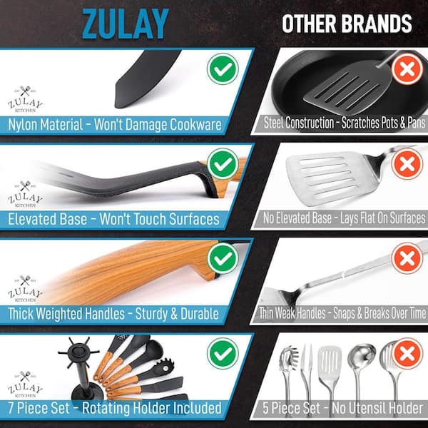 Zulay Kitchen Nylon Kitchen Utensils Stainless Steel Cooking