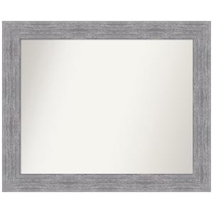 Bark Rustic Grey 33 in. W x 27 in. H Rectangle Non-Beveled Framed Wall Mirror in Gray