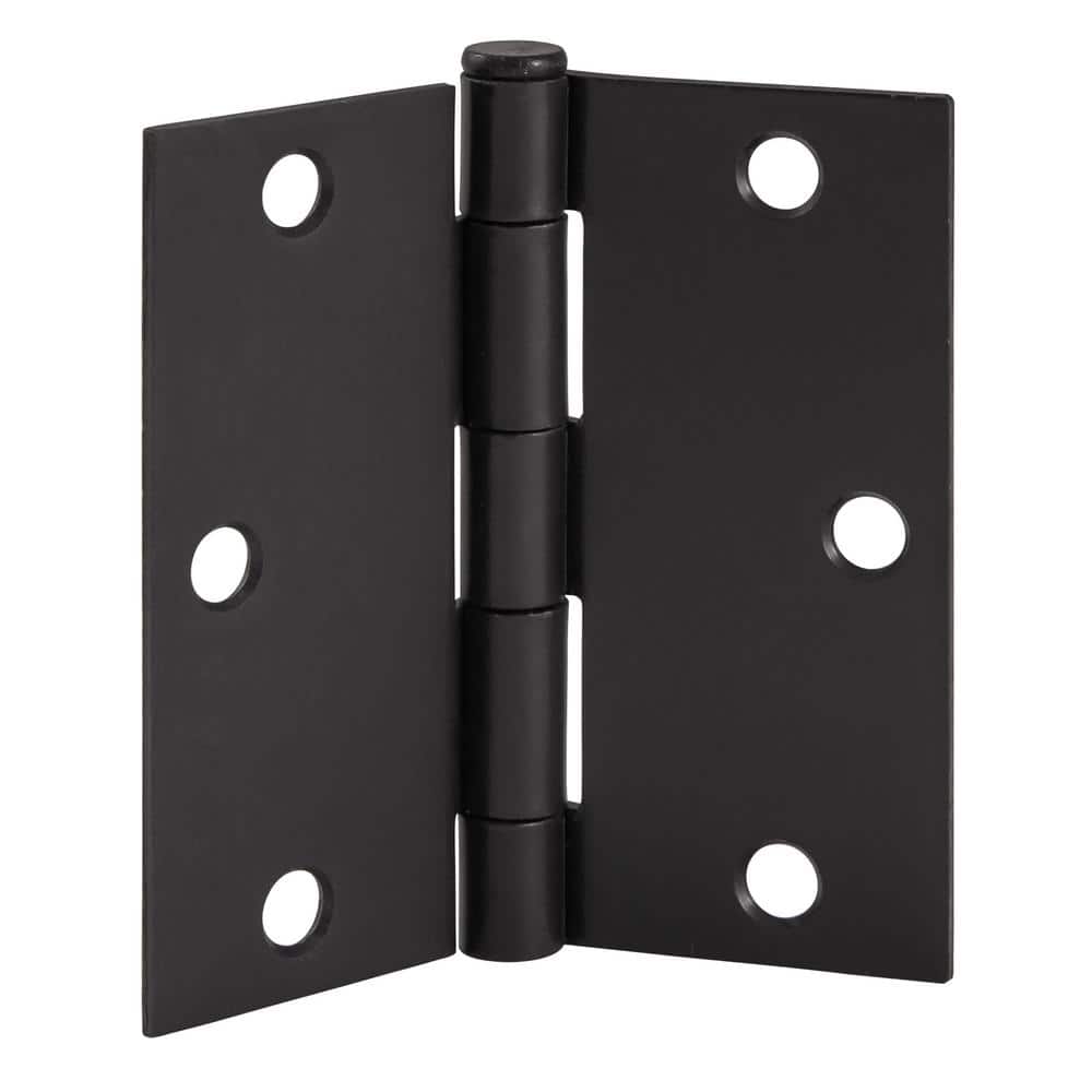 Matte Black Steel Square Corner Door Hinges 3-Pack