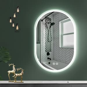 20 in. W x 32 in. H Oval Frameless Anti-Fog LED Wall Bathroom Vanity Mirror in Natural