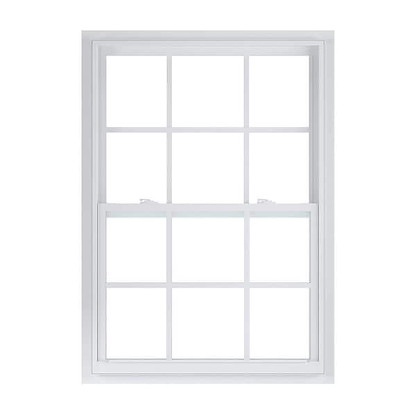 American Craftsman 35.375 in. x 51.25 in. 50 Series Low-E Argon Glass Single Hung White Vinyl Fin Window with Grids, Screen Incl