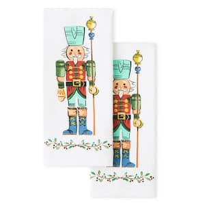 Guardian Nutcracker Holiday Holly Sprig Multicolor Cotton 16 in. x 28 in. Kitchen Towel Set (2-Pack