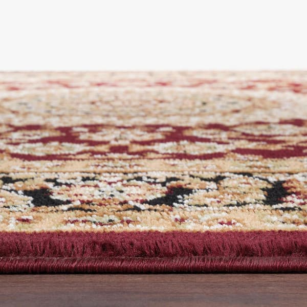 Traditional Medallion Burgundy 2 ft. 7 in. x 6 ft. Indoor Runner Rug