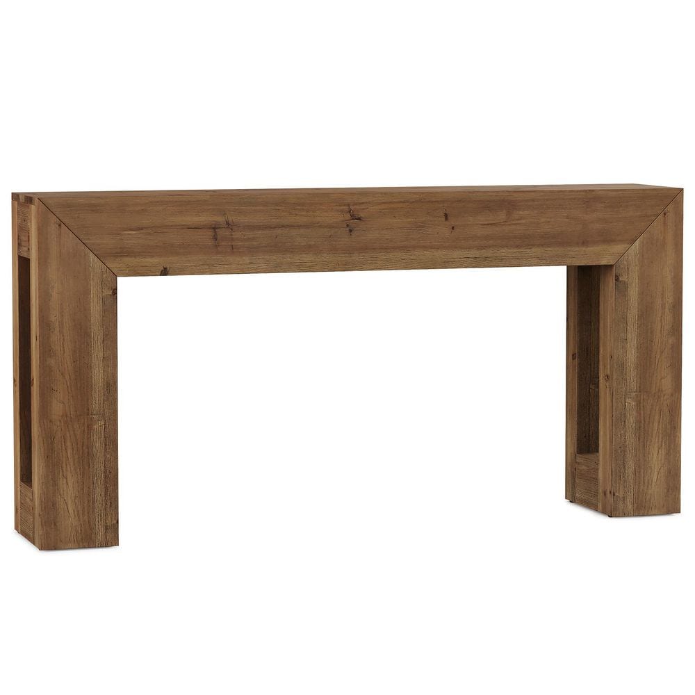 Turrella 63 in. Natural Rectangle Solid Wood Console Table, Farmhouse Entryway Table