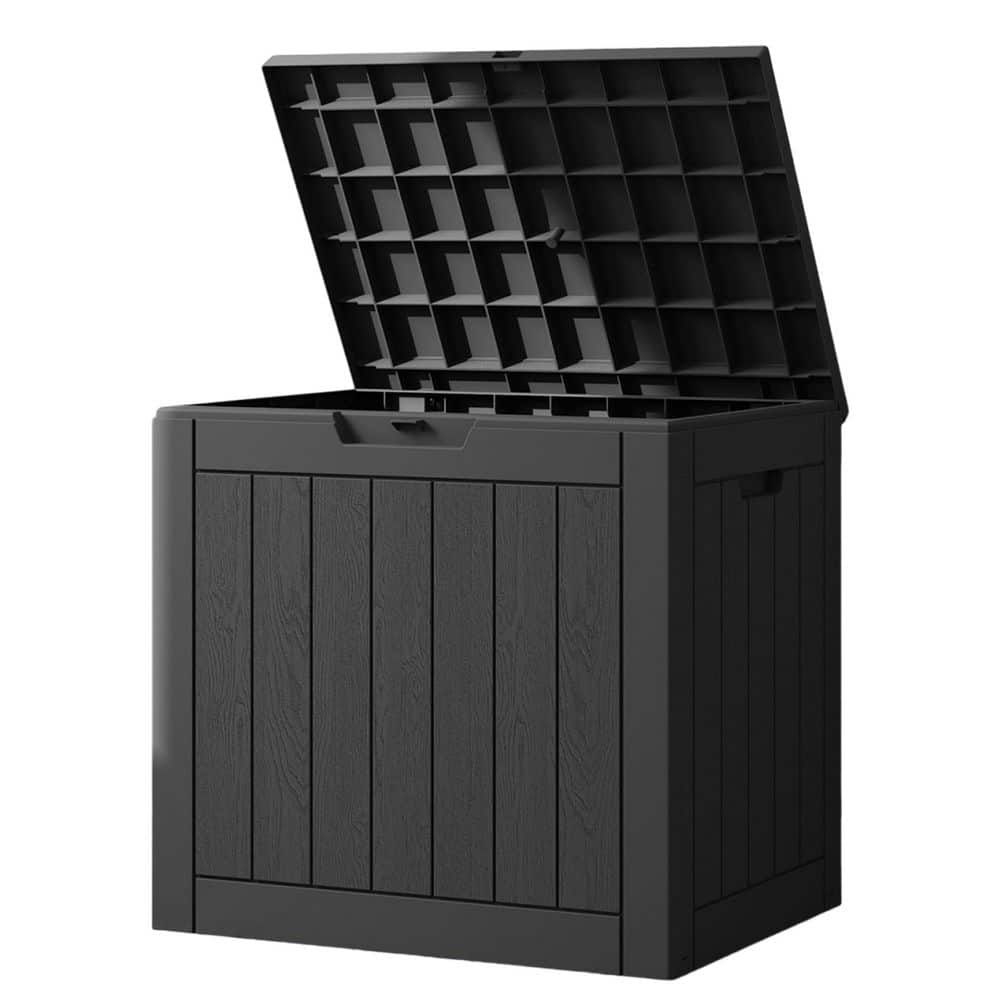Tileon 31 Gal. Resin Deck Box, Weatherproof Resin Lockable Outdoor ...