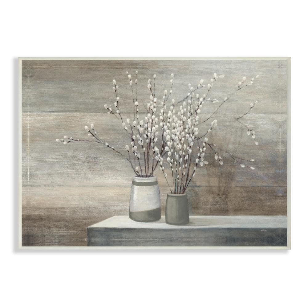 12.5 in. x 18.5 in. Pussy Willow Still Life by Wild Apple Printed Wood