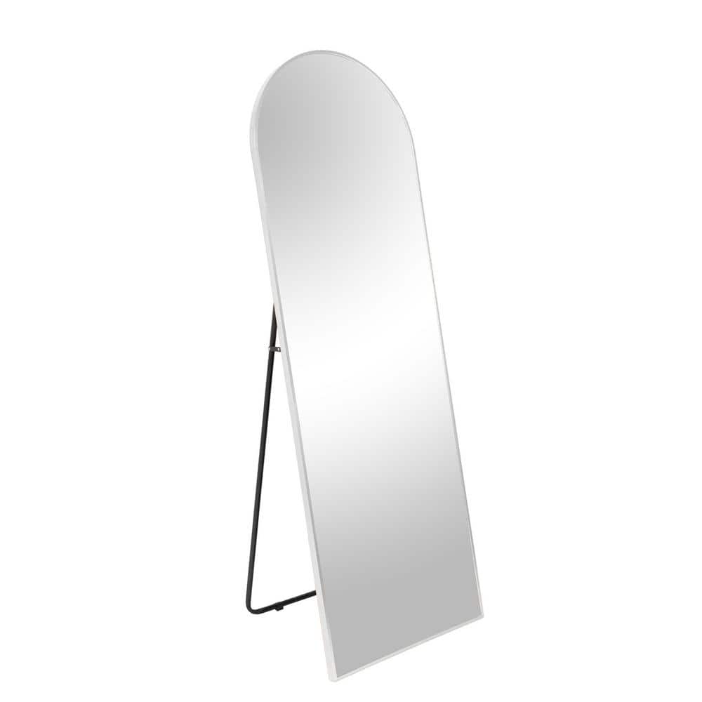 White 22 in. W x 65 in. H Metal Arch Stand Full Length Mirror for Bathroom,