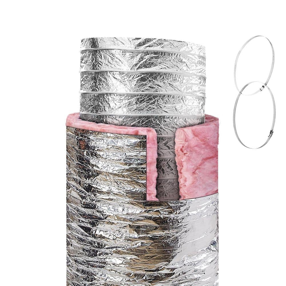 Dryer Vent Hose, 10 in. Insulated Flexible Duct 25 ft. Long Heavy-Duty 3-Layer Protection for Heating with Duct Clamps price history on PriceWatchPro