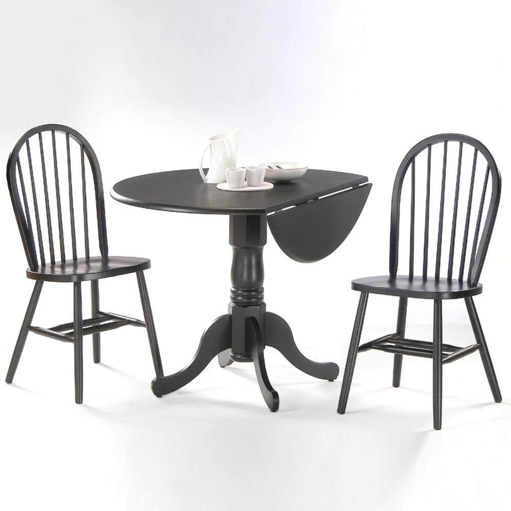 Casual Contemporary 42" Black Round Wood Extendable Dining Table