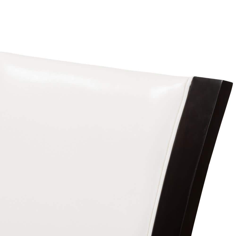 Adley White Faux Leather and Dark Brown Wood Parsons Side Chair Set