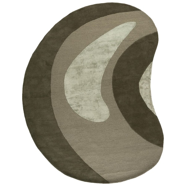 Novelty 9 ft. x 12 ft. Specialty Green Abstract Curved Area Rug