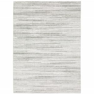 3' X 5' White And Grey Abstract Power Loom Stain Resistant Area Rug