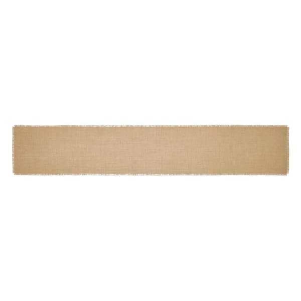 VHC BRANDS Greetings 12 in. W x 72 in. L Tan Solid Jute Table Runner
