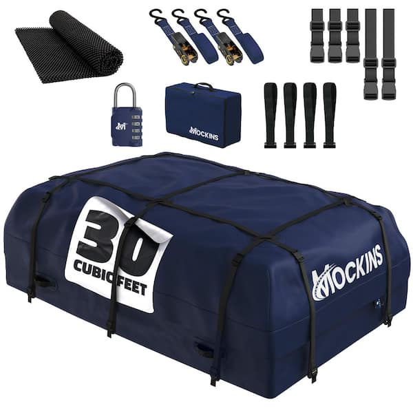 30 cu. ft. Navy Waterproof Car Roof Cargo Bag (60 in. x 43 in. x 20 in.) with Mat, Straps, Hooks, Lock  and Carry Case