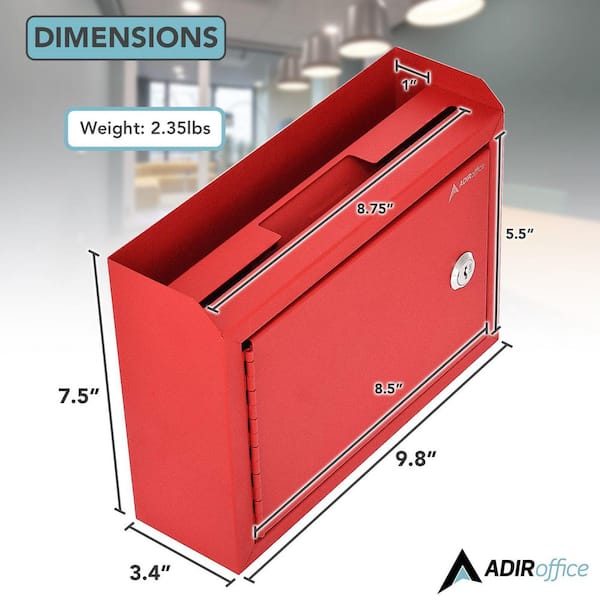 Medium Size Red Steel Multi-Purpose Suggestion Drop Box Mailbox
