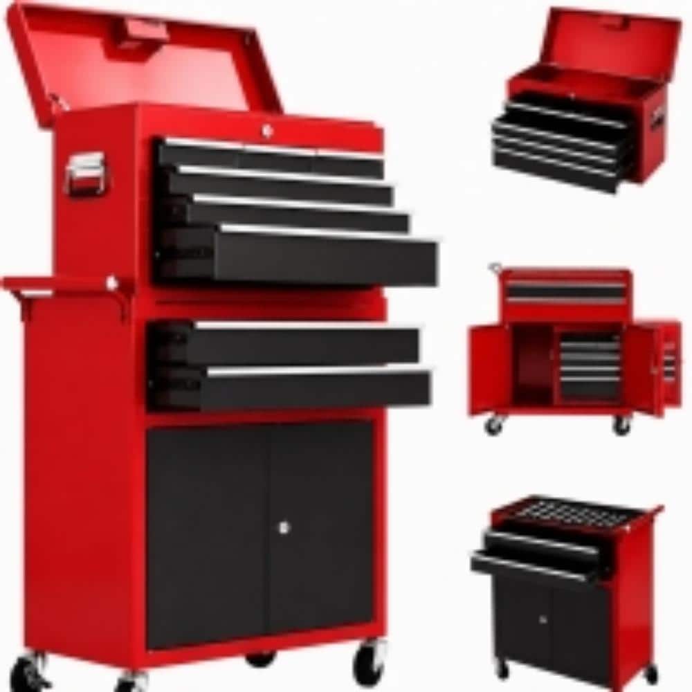 5-Drawer Red&Black Tool Chest Tool Box ,Lockable Detachable Rolling Storage, 2-in-1 Compact Metal Cabinet with Top Chest price history on PriceWatchPro
