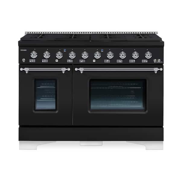 Hallman CLASSICO 48-in. 8 Burner Freestanding Double Oven Gas Range with Gas Stove and Gas Oven in Grey Family