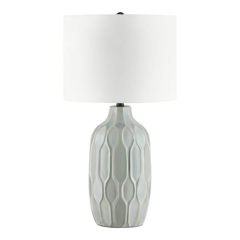 Hampton Bay Dunbarton 25 in. Grey Table Lamp with Ceramic Base ...