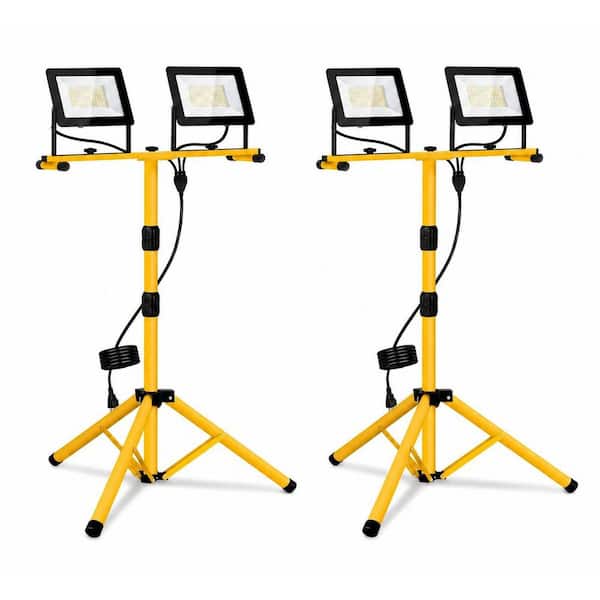 21000 Lumens LED Work Light with Stand, 2-Head Adjustable Tripod, Waterproof, 6500K Daylight (2-Pack）