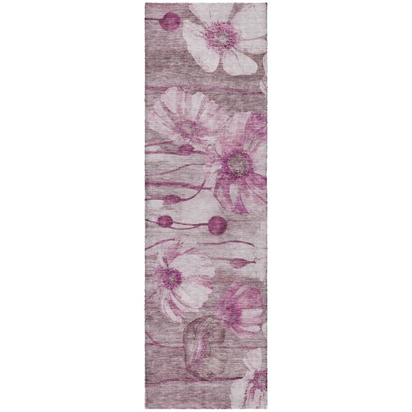 Dream Shag Premium Machine Washable Abstract ADS712 Plum 2 ft. x 7 ft. Runner Rug