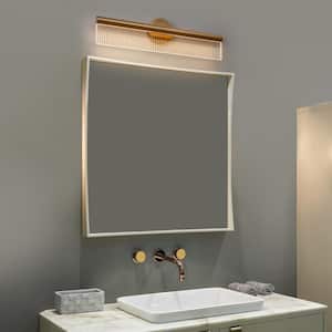 1-Light Gold 24.2 in. Integrated LED Wall Sconce, Modern Vanity Light Rectangle Wall Light with Clear Acrylic Shade