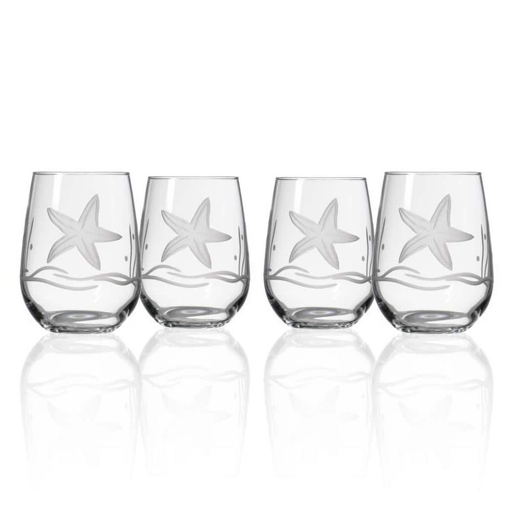 Engraved Starfish Set of Four Martini Glasses