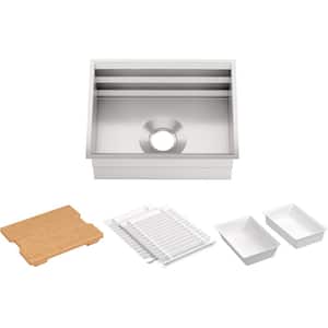 Prolific Undermount Stainless Steel 23 in. Single Bowl Kitchen Sink with Bonus Bamboo Cutting Boards (6 piece)