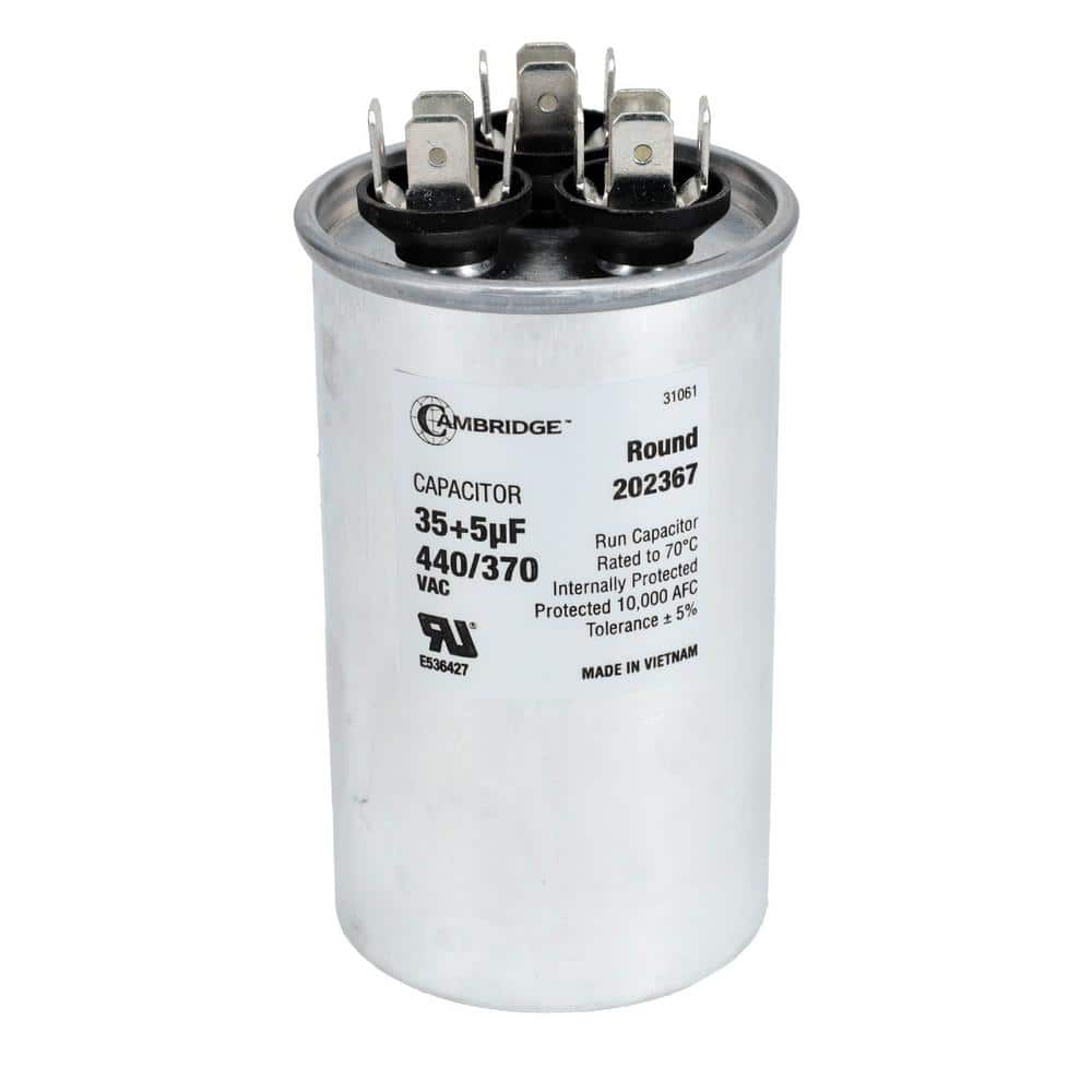 1.97 in. x 1.97 in. x 3.35 in. Aluminum 35 Plus 5 MFD, 440-Volt/370-Volt Dual Round Run Capacitor (1-Pack) price history on PriceWatchPro
