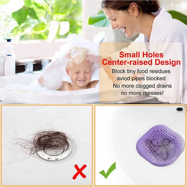 2-Pack Silicone Drain Hair Catcher – Square Shower Drain Cover With Suction Cups For Bathroom, Bathtub, Kitchen Sink