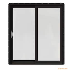 72 in. x 96 in. W-2500 Contemporary Black Clad Wood Left-Hand Full Lite Sliding Patio Door w/Unfinished Interior