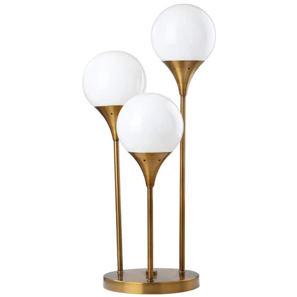 SAFAVIEH Marzio 25.5 in. Brass Gold Three Globe Upright Table Lamp with ...
