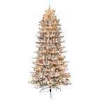 7.5 ft. Pre-Lit Flocked Slim Fraser Fir Artificial Christmas Tree with 500 UL-Listed Clear Lights