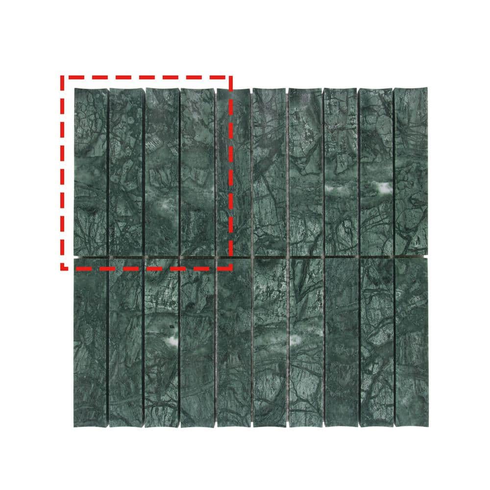 Stacked Indian Green 6 in. x 6 in. Honed Fluted Nero Marquina Natural Marble Wall Mosaic Tile (0.25 sq. ft./Case) price history on PriceWatchPro