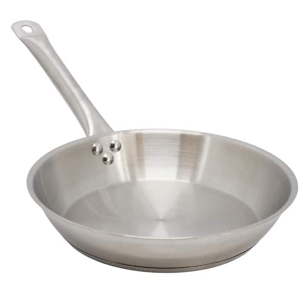 MegaChef Professional Kitchen 11 in. Round Stainless Steel Fry Pan in Silver