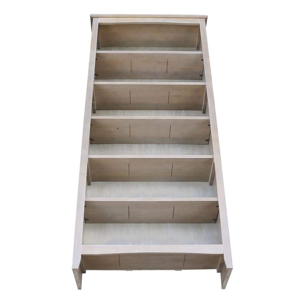 72" Gray Solid Wood Adjustable Shaker Bookcase