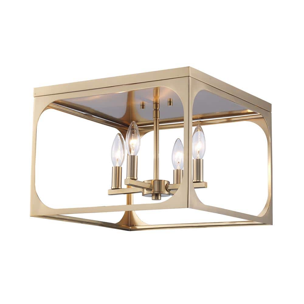 Antique Gold Metal Cage Flush Mount Ceiling Light