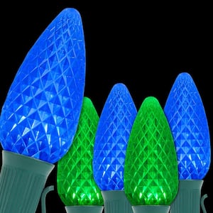 OptiCore 49 ft. 50-Light LED Blue and Green Faceted C9 String Light Set