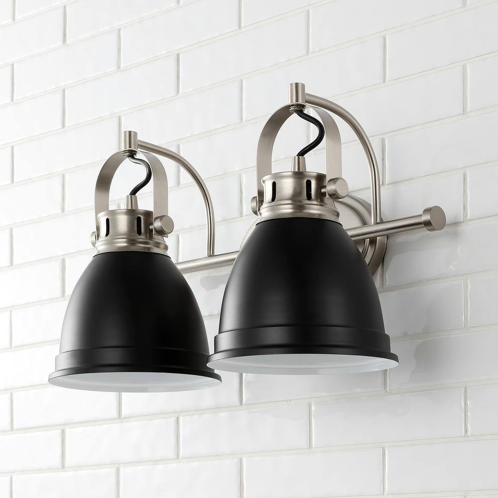 Phineas 16.25" Black Satin Iron 2-Light LED Vanity
