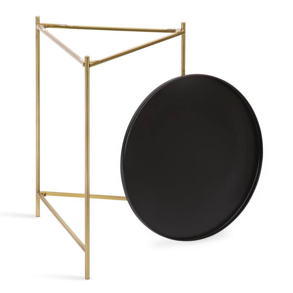 Ulani Modern Black and Gold Round Metal Nesting Side Table Set of 2